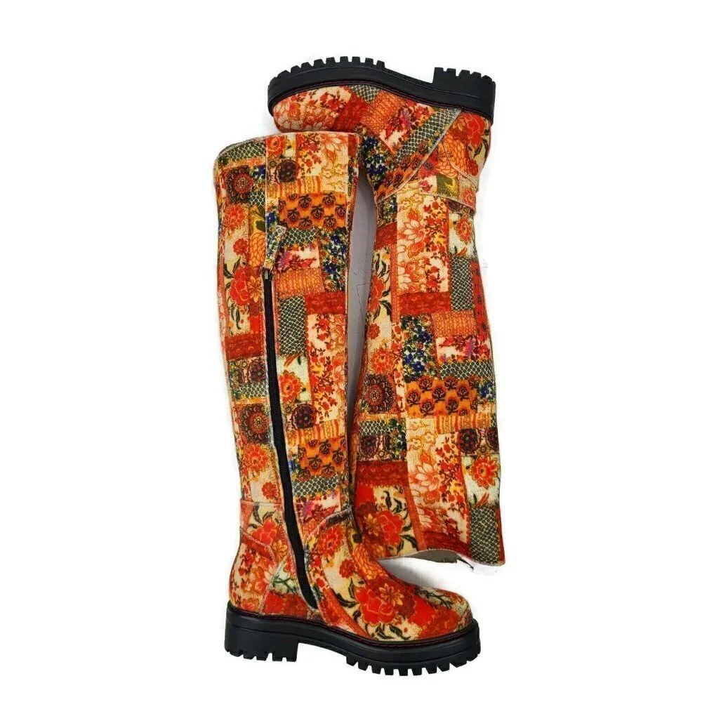 NEW Aware X Laura Ashley La Serina Quilted Combat Boot Womens 8 Red Velvet